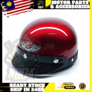 [MER] MOTORCYCLE HALF CUT HELMET COLOUR (CANDY RED) WITH VISOR CAP TOPI MOTOR KURA-KURA HELMET SEPAR