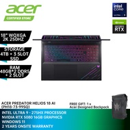 ACER Predator Helios 18 AI PH18-73-99SQ Gaming Laptop-18" WQXGA 2K/250Hz/U9-275HX/96GB+2S D5/4TB+3S 