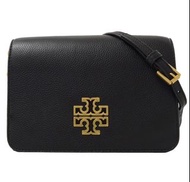 TORY BURCH Britten Combo牛皮翻蓋斜背包(黑)