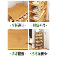 HY-16💞No Space Occupied Small Bamboo Shoe Rack Entry Narrow Simple Door Ultra Narrow Wooden Multi-Layer Bamboo Shoe Rack