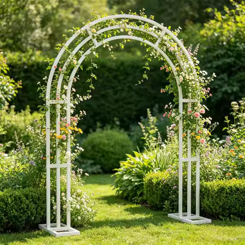 260CM Tall White Wedding Arch Stand Metal Backdrop Garden Arch Frame Pergola Stand Pergola Venues Pa
