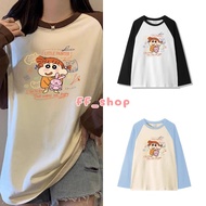 FF.shop Long-Sleeved T-Shirt Round Neck Solid Color Printed With Cute Cartoon Pattern B010-2