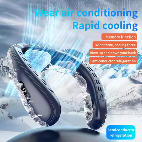 New Neck Air Conditioner Portable Neck Fan Rechargeable Semiconductor Cooling Bladeless Fan Wearable