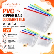 1Pc A4 A5 A6 Waterproof Transparent PVC Zipper Bag Document Pouch File Organizer (VS)