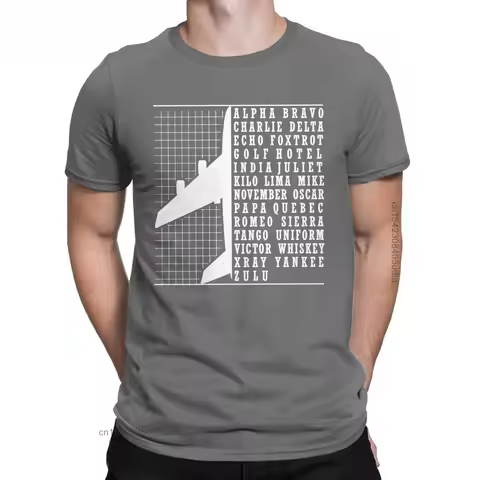 Men T-Shirt Phonetic Alphabet Airplane Pilot Flying Aviation Cotton Tee Shirt for Men Oversized T Sh