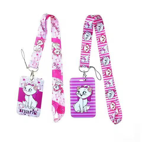 Disney Marie the Cat Cartoon note Key Lanyard ID Badge Holders Animal Phone Neck Straps with Keyring