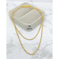 MENG HING Rantai Leher Biji Sawi 2C Emas 916 Gold 2C Bead Necklace (8.00g) 42cm