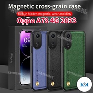 KK Oppo A78 4G 2023 Magnetic Cross Grain Leather Casing For Oppo A78 78A A 78 OppoA78 4G 5G Matte Ha