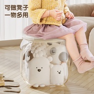 Children Multifunctional Storage Stool Plush Toy Doll Storage Bucket Transparent Storage Doll Storag