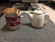 陶瓷茶壺杯組（杯子可疊收）洗淨後寄出