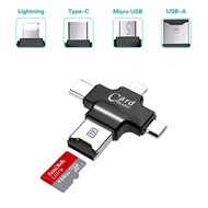 Never Ending 4in1 OTG Card Reader for iOS(Lightning) Android(Micro USB & Type C) PC USB 2.0 Bundled 