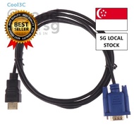 [SG FREE 🚚]6FT hdmi gold male to vga hd-15 male 15pin adapter cable 1.8m 1080p