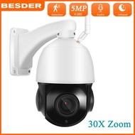 BESDER 5MP Wifi PTZ Camera 30X Zoom Motion Detection IP Camera Two Way Audio Night Vision Waterproof CCTV Camera