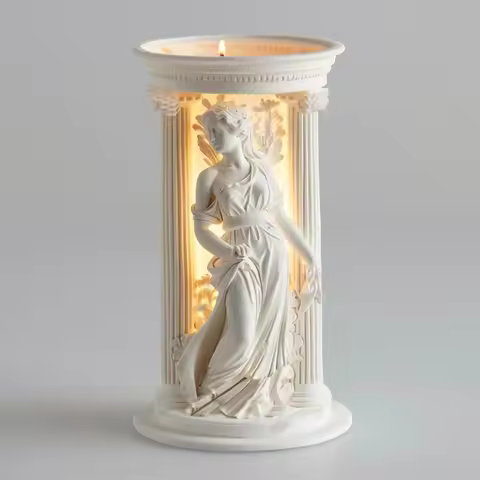 3D Athena Goddess Candle Silicone Mold Greek Athena Statue Roman Column Resin Mold Goddess Woman Scu
