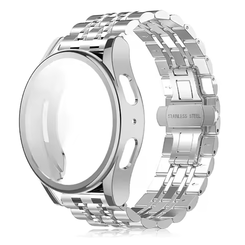 Stainless Steel Strap for Samsung Galaxy Watch 6 7 5 4 44 40mm Bracelet+Soft TPU Case Protector for 