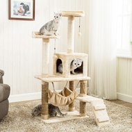 Rangka Memanjat Kucing Rumah Kucing Pokok Kucing Bersepadu Stand Kucing Besar Mewah dengan Tangga Bu