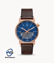 Fossil ME3169 Barstow Automatic Mineral Crystal Blue Dial Brown Leather Men's Watch