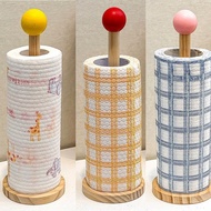 Countertop wooden kitchen roll paper rack, no need for wall hanging, vertical roll support