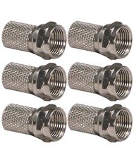 6 ชิ้น หัวต่อสายอากาศทีวี RG6 F-Type Male Twist-On Coax Coaxial Cable RF Connector Adapter F Type TV