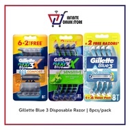 Gillette Blue 3 Disposable Razor (8s) (Comfort / Sensitive / Cool) Gillette Shaver