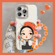 适用苹果16promax手机壳新女款17pro贝壳纹帽子女孩带手链iPhone1IPhone 17pro Phone Case26.8.12