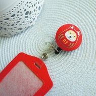 Lovely【福神柴犬伸縮扣環 +卡套、紅】悠遊卡、證件套