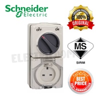 SCHNEIDER S56C313GY 13A Weatherproof/Waterproof Switched Socket Outlet - IP66 (Sirim Approved) , DLX