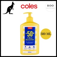 Coles SPF 50+ Sunscreen Ultra Pump 1L 500ML 100ML