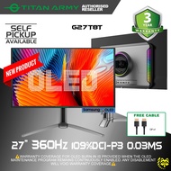 TITAN ARMY 27” QD-OLED Samsung 2K 360Hz 0.03ms HDR400 109%DCI-P3 HDMI2.1 USB-C Speaker Monitor (G27T