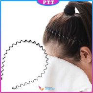 PTT Bando Korea Bentuk Gelombang Zigzag Hitam Polos Bandana Aksesoris Headband Bahan Besi Sirkam Ram