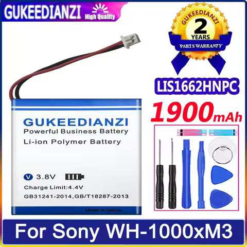 GUKEEDIANZI Battery LIS1662HNPC (SP 624038) (WH-1000xM3) 1900mAh For Sony WH-CH710N/B WH-XB900 WH-XB