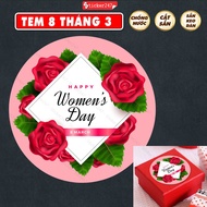 March 8 Happy Women's Day Stamp Freeship March 8 Round Rose Greeting StampDecoration Cards, Bouquets