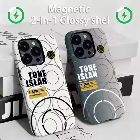 Fashion S-Stone-e Trend I-i-island Phone Case Magnetic 2-in-1 Glossy shell For iPhone17 16e 16 15 14