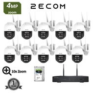 2ECOM 4MP 10x Zoom In wireless cctv set 360 degree rotate Audio Wifi kit IP indoor outdoor alarm sir