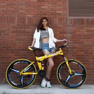 ◙⊙♚BeGasso Folding Bike Double Damping Disc Brake Variable Speed ​​Mountain Bike Student Men and Women Style One Wheel B