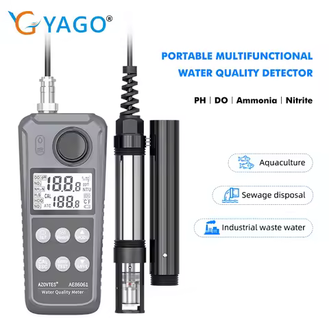 AE86061 Multiparameter DO/PH/Temp/Ammonia/Nitrite Dissolved Oxygen Meter Water Quality Tester for Aq
