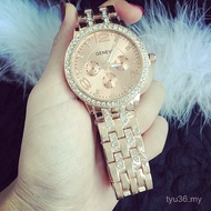 European American Big Brand Rhinestone Watch All-Match Quartz Women's Watch Big Dial Three-Eye Watch