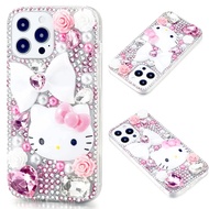 Luxury Hello Kitty Diamond Case for OPPO R11S R15X K1 R15 PRO R17 R17PRO With Pearl Chain Lanyard