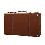 9V7TVintage Storage Box Bed Bottom Clothes Storage Box Luggage Wooden Box Photo Props Old-Fashioned Leather Case Europea