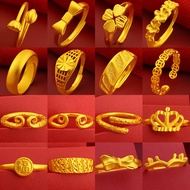 Traditional Craft Inheritance Ring Two Lives Love Vietnam Sand Gold Ring for Women Non-Fading Imitat