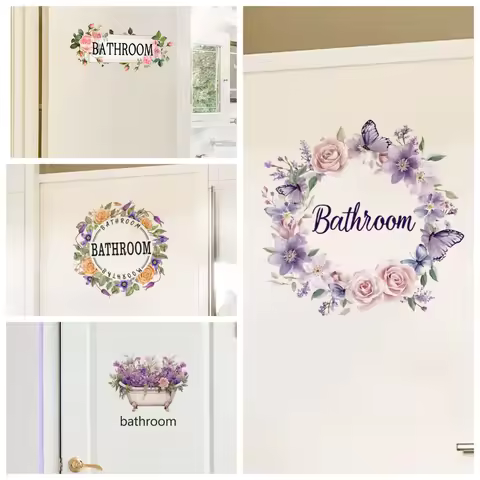 Bathroom Toilet Plant Signage Wall Stickers For Bathroom Decor Room Decor Aesthetic Home Decoration 