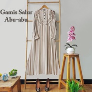 Baju Gamis Wanita Muslim Dewasa Remaja Motif Salur Kotak Garis Harian Cewek Kondangan Panjang Katun 