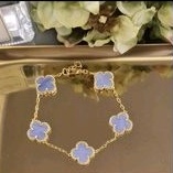 Alhambra Van Cleef Arpels Vintage Bracelet 5 Blue Velvet, Premium Van Cleef