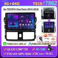 For Toyota Vios Yaris 2014-2018 Double Din 10inch TS10 Android Player 7862s Chip QLED 1280*720 Car M