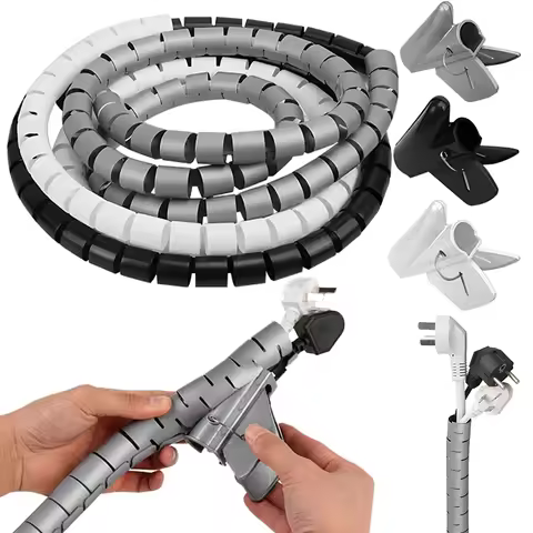 Cable Wire Protector Expandable Cable Sleeve Flexible Spiral Cable Wire Office Cord Sleeve Cover Ret