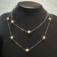 Uniquely designed 9x7mm pearl necklace - 80cm long wrapped in 2 times