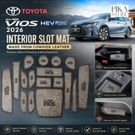 Toyota Vios HEV 2026 Leather Slot Mat Car Interior Anti Slip Mat Non Slip for Toyota Vios Hybrid