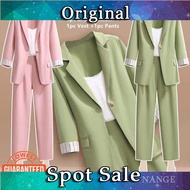 BJP BNM 【St.Mandy】Women Blazer Suit Three-Piece Set Plus Size Formal Working Suit Korean Leisure Suit Set Thin Coat + Vest + Pants 3pcs Office Wear Set