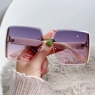 Korean Rimless Square Sunglasses – Gradient UV400 Shades for Women Sunglasses Women UV Protection