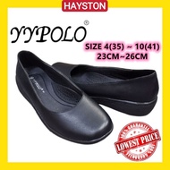 YYPOLO KASUT FORMAL PEREMPUAN HITAM PVC / KASUT KULIT OFFICE & SEKOLAH (HIGH-GRED PVC) | LADIES FORM